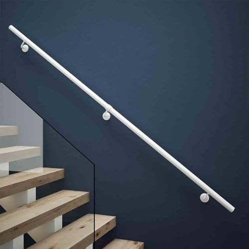 Pasamanos para escaleras de 1 2 3 4 5 6 metros, barandillas para escaleras de hierro forjado blanco, para interiores y exteriores, para niños mayores, antideslizante, con herrajes(600cm)