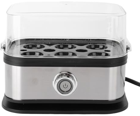 Fockety Cocedor rápido de huevos, cocedor eléctrico de huevos con bandeja con capacidad para 6 huevos para huevos pasados por agua, cocidos o duros, apagado automático (Enchufe europeo 220V)