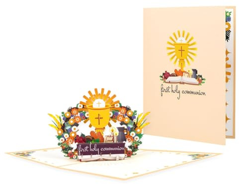 Elegante biglietto di auguri 3D per la prima comunione, unico biglietto di carta fatto a mano