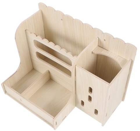 HOMOBABE Kaninchen Futtertrog Holzhalterung Stabil Klein Holz Futterstation für Kaninchen Meerschweinchen Hamster Multifunktional Käfig Zubehör Haustierbedarf
