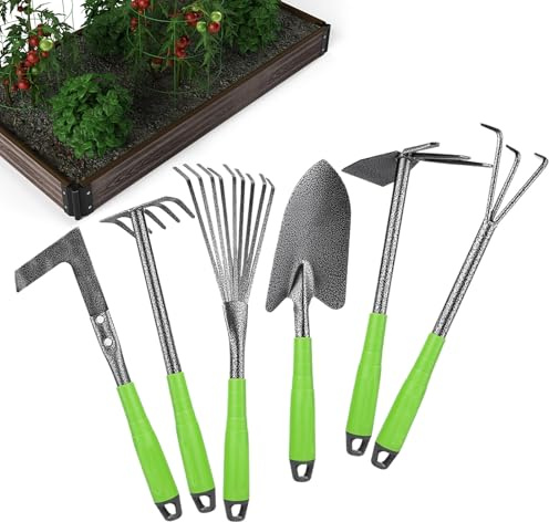 Kit d'Outils de Jardinage à Main - 6 Pièces en d'Aluminium Portable et Multifonction,Outils de Jardin à Main pour Planter et Creuser | pour Plates-Bandes, Bonsais, Ameublissement et