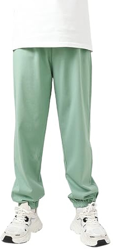 Generisch Pantalons de jogging pour enfants garçons filles style automne leggings pantalons sport élastiques enfants pantalons bébé garçon pantalons, Vert clair., 13-14 ans