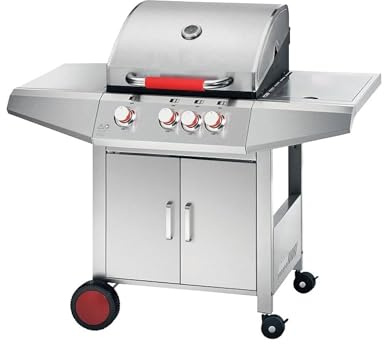 Barbecue a gas GPL PROFESSIONALE DIAMOND3 3 bruciatori + fornello laterale e coperchio in acciaio inox - FERRABOLI
