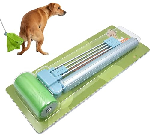 Bajs-skopa för hundar, ergonomiskt justerbart husdjursavfall borttagning långt handtag – hundbajs-fångare, skopa, för trädgård, gångväg, uteplats, gräsmatta, shopping, promenader
