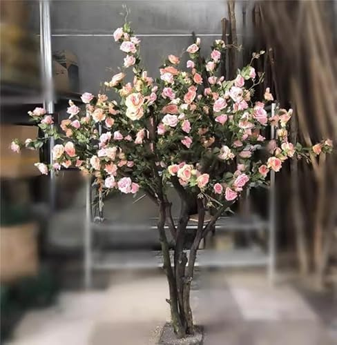 Rosal Artificial Grande Realista, Planta Falsa Personalizable, Perfecta for decoración de Sala de Estar Interior, Lugar de Boda y exhibición de árbol de Felicidad(1.5mx1.2m)