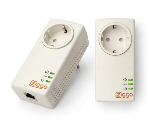 FADEDA ZIGGO Powerline Lot de 2 adaptateurs réseau Gigabit LAN Powerline - Transfert de données Ethernet sur Secteur - 1000 Mbit/s (2 câbles/émetteurs)