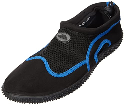 Trespass Unisex Aqua Shoes Paddle - Anti-Slip Sole, Breathable Mesh, Stretch Fabric, Drawstring Fastenings, Lightweight, TRP Outsole, Rubber Sole, Moulded EVA Midsole Black Blue