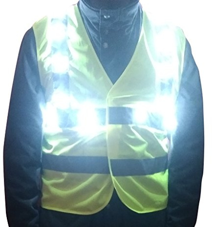 LEDWARNING Gilet Jaune PRO de Sécurité Fluo à 22 Leds blanches DELUXE Vendeur et stock en FRANCE