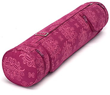 Bodhi Yogatasche ASANA Bag Cotton | Maharaja Collection | Yogamattentasche in verschiedenen Größen | Baumwolltasche für Yogamatte & Zubehör | inkl. Außentaschen | 60 cm | Lotus/Berry
