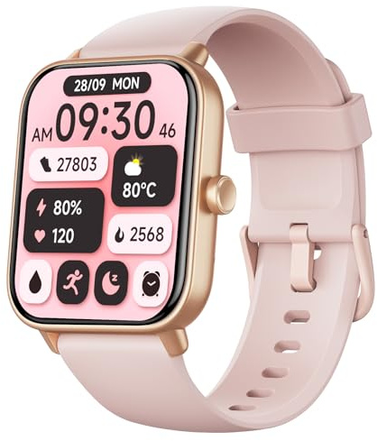 Smart Watch for Men Women - Fitness Tracker [Bluetooth Call&Alexa Built-in] with Heart Rate Monitor, Activity Tracker, Step Counter, Sleep Monitor, Smartwatch for Andriod iOS (Light Pink)