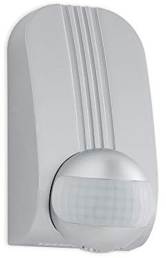 Telefunken - Bewegungsmelder, Bewegungssensor 180°, Reichweite max. 12m, inkl. Zeiteinstellung, inkl. Eckhalterung, max. 2.000 Watt, IP44, Silber, 138x71x76mm (LxBxH)