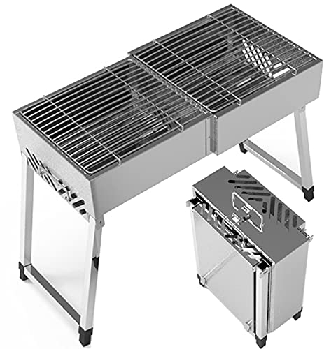 CHENGNAN Portable BBQ Grill Barbecue Pliable Barbecue de Table au Charbon de Bois sans Fumée en Acier Inoxydable à l'Extérieur pour Jardin Terrasse Pique-Nique Camping Voyage