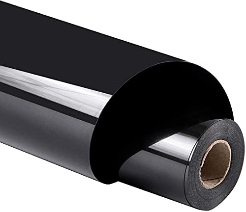Guangyintong Black HTV Rolls, 12 x 5ft, Iron On Vinyl for T-Shirts, Glossy Surface, Easy to Cut & Weed, Heat Vinyl DIY Design