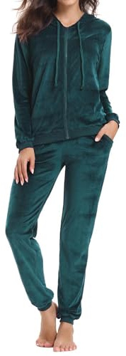 Aottori Women Tracksuit Set Velour Long Sleeve Zipper Jogger Pants 2 Piece | Lounge Wear, Hoodie, Autumn Winter, Gentle Handfeel, Comfortable Feel, Plain Design, Seasonal Layering, Everyday Use