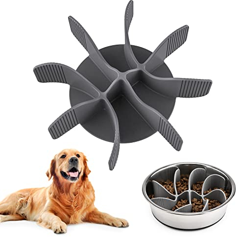 PETTOM Anti Schling Einsatz für Napf, Anti Schling Napf Hund Silikon, Slow Feeder Hundenapf Einfügung, Antischlingnapf Hunde Langsam Fressnapf mit Saugnäpfe rutschfest