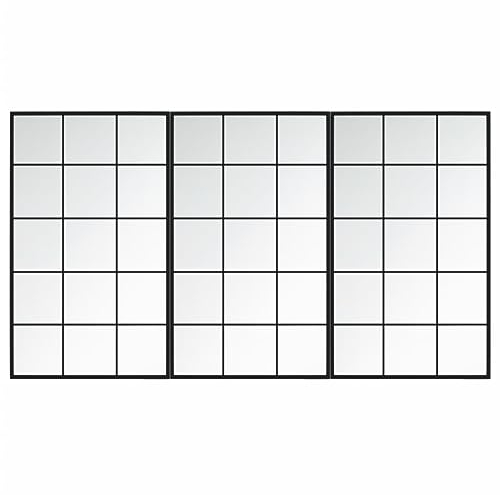 vidaXL Wandspiegel, Schwarz, 100x60 cm, Metall & Glas, Wohnzimmer, Bad & Schlafzimmer, Schminkspiegel, Wandmontage, inkl. Befestigungshaken