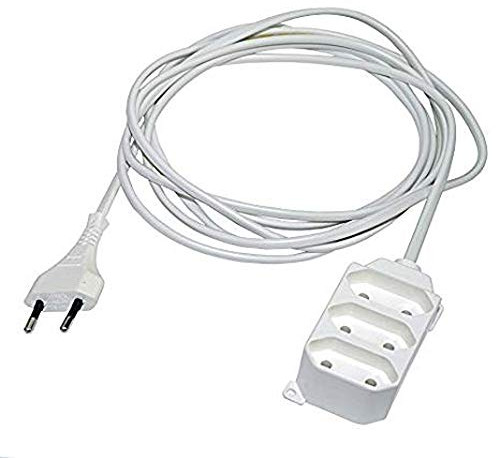 Verlängerungskabel Verlängerung 3-Fach Strom-Kabel Euro-Stecker Weiss 2 Meter