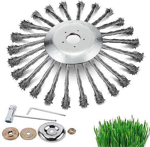 Unkrautbürste Freischneider, 10 Zoll Profi Wildkrautbürste für Stihl Motorsense,Drahtbürste Freischneider zur effektiven Unkrautentfernung Rasentrimmer mit Installationszubehör 25,4mm Bohrung