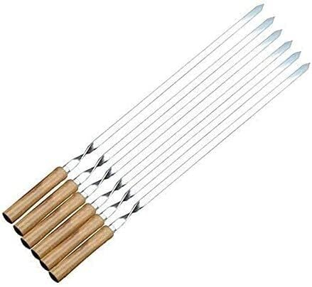 Ustensiles de grilBrochettes en acier inoxydable pour griller, brochettes de fourchette à manche en bois pour griller pour le camping pique-nique pique-nique (couleur : 12pcs 55cm) (6pcs 45cm) (Colo