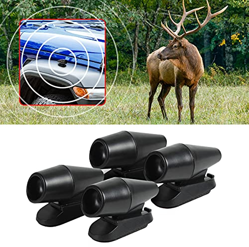 JNNJ 4Pcs Silbato Ultrasónico de Alerta de Ciervos, Alarmas de Fauna Salvaje, Ahuyentador de Jabalíes, Conducción Forestal Anti-Colisión Con Animales para Coches Motos Camiones(Negro)