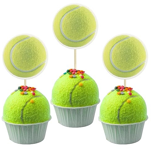 Gyufise Tennis-Cupcake-Topper, Sportball, Cupcake-Picks, Tennis, Sport, Thema, Babyparty, Kindergeburtstag, Party, Kuchendekoration, Zubehör, 36 Stück