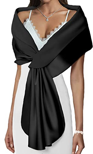 Atigy Damen Satin Stola Festlich Elegante Hochzeit Schals Stola für Abendkleider Brautkleider