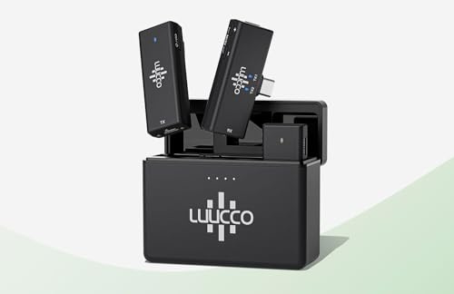 Luucco Micro cravate sans fil, suppression intelligente du bruit, double canal 2,4 G, ultra compact, véritable micro sans fil, pour smartphones, appareils photo, tablettes, ordinateurs, etc. Portée de