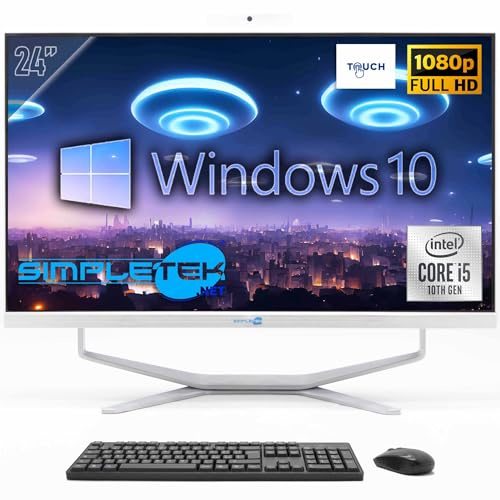 SIMPLETEK - PC Desktop ALL in ONE 24 Full HD Touchscreen | Core i5 10°Gen | 8GB RAM SSD 240GB | Windows 10 | Webcam integrata HDMI