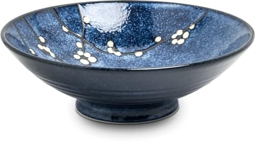 Luxe - Bol - Bleu Hana - Edo japan - Ø25 - Grand - Plats en céramique - Bol en porcelaine - Plat à fruits - Plat de service - Bol à salade - Ensemble de bols - Saladier - Bol à mélanger - Vaisselle