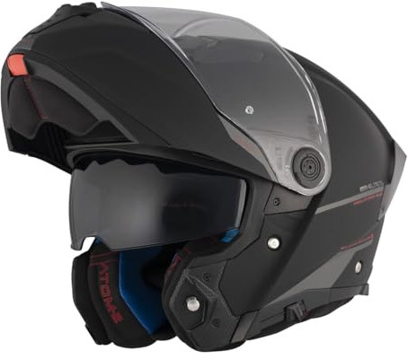MT Helmets Casco Modular Atom 2 Talla L (59/60) Negro Mate 22.06 con Gafas Solar Casco Unisex Homologacion P/J