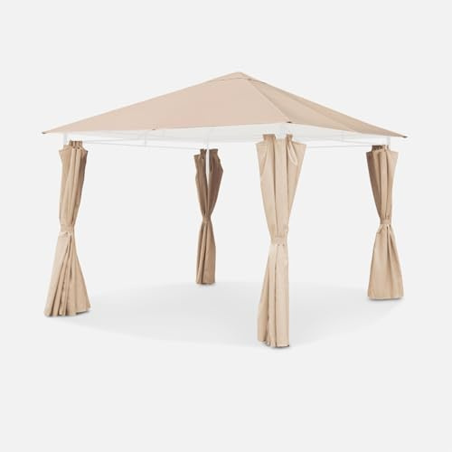 sweeek - Set completo di tela da tetto e tende beige per gazebo 3 x 3 m Elusa - tela di ricambio pergola. Tela di ricambio