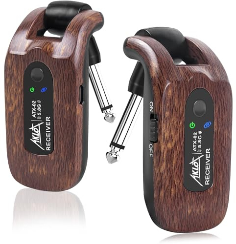 Transmisor y Receptor Inalámbrico de Guitarra,AKLOT 5.8 GHz Sistema Inalámbrico de Guitarra Eléctrica Piezas Batería de Litio Recargable Incorporada Digital para Guitarra Eléctrica Bajo