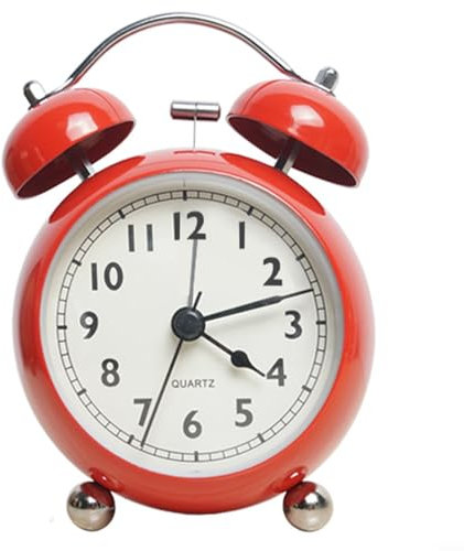 Lioaeust Sveglia vintage, doppia campana, batteria extra forte, retroilluminazione classica per casa, ufficio, camera da letto, decorazione (rosso)