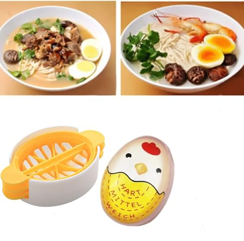 Creative 3-in-1 Egg Slicer Set (semi-finished/sliced/petal) for sandwich salads and pouches, paired with an egg flow timer that changes color when finished, perfect for hard-to-medium-soft eggs.