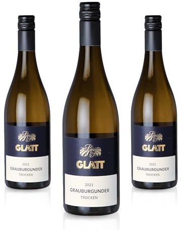 GLATT Grauburgunder trocken 2021 | Qualitätswein vom Kaiserstuhl/Baden, Deutschland | Leicht & Fruchtig im Geschmack | Weißwein aus der Pinot Gris-Traube (3x 0,75L)