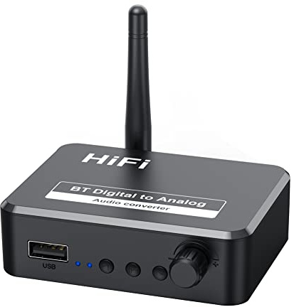 TYREE Ricevitore Audio HD Bluetooth 5.2 HiFi Musica SteReo Audio di Qualità CD Adattatore senza Fibra Ottica Coassiale AUX 3.5Mm