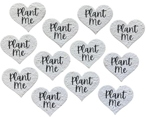 20 White Plant Me Hearts. Plantable Wildflower Seed Shapes. Seeded Paper. DIY Wedding Favours. Card Making. Funeral Memorial. Kids Craft Activities, Craft Embellishments