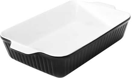 DOWAN 9x13-Inch Casserole Dishes for Oven, Ceramic Baking Dish, Large Lasagna Pan Deep, 4.2 Quarts Baking Pan with Handles, for Casserole, Bakeware, Lasagna, Home Kitchen Gift, Black