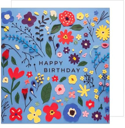 Edition Seidel Premium quadratische Geburtstagskarte mit Umschlag. Glückwunschkarte Happy Birthday Billet Karte für Mann Frau Freundin Mutter Blumen (GQ375 SW025)