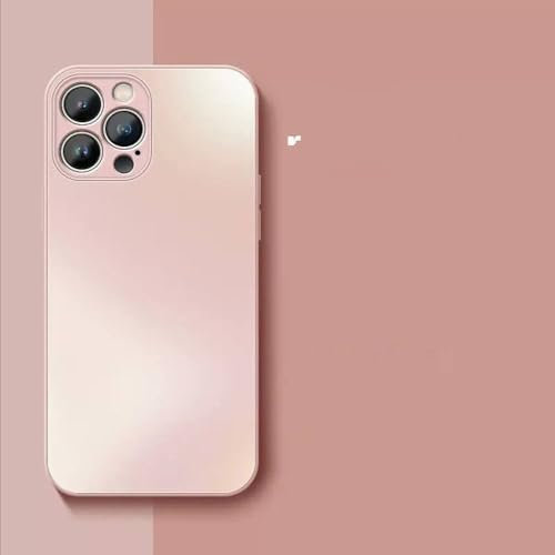QGGNMGT Custodia rigida smerigliata con protezione completa dell'obiettivo di lusso per iPhone 15 Pro Max 14 12 13 Mini XS XR Plus Custodia opaca temperata liquida, rosa, per iPhone 15 ProMax
