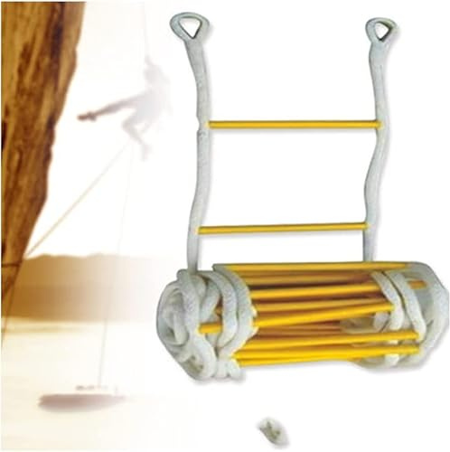 LUMSGN Échelle de Corde, échelles de Secours, échelle de Corde de Secours (2 à 10 étages), échelle de Secours Incendie, échelles de sécurité avec mousquetons, échelles de Secours compactes et réuti