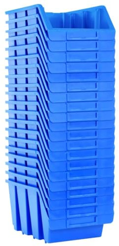 20er Stapelboxen Set, Werkstatt Garage Sichtlagerboxen mit Etikettenhalter 17 x 24 x 12.6 cm Lagerboxen Sichtlagerkästen Kleinteile Aufbewahrung Stapelbox Kunststoff Blau