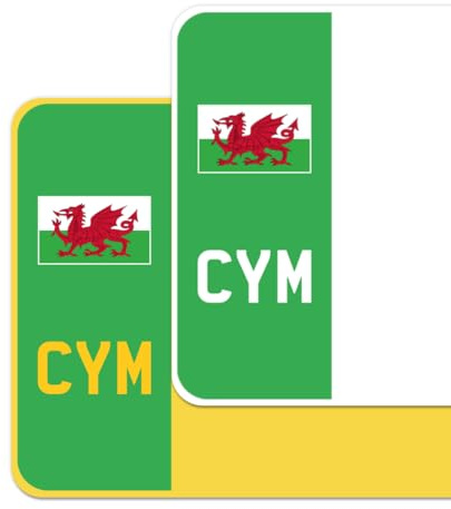 Premium Vinyl Stickers for UK Car Number Plates Decorative Purposes – Wales (Red Dragon) – Bubble-Free & Easy Application – Set of 2 (Front & Rear) (CYM, Green)