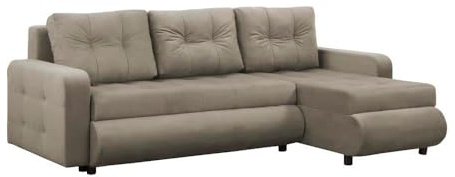 FORNIRO 24 Fabio Ecksofa 226x143x83cm Creme Wohnzimmer Couch Schlafsofa | Mit Schlaffunktion & Bettkasten - L-Form - Kissen - Stoff Premium | ausziehbar Gäste bequem Stauraum Design hochwertig robust