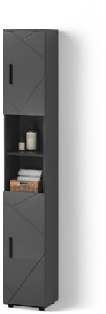 Livinity Badschrank Ronco, Anthrazit Hochglanz, 30 x 192 cm