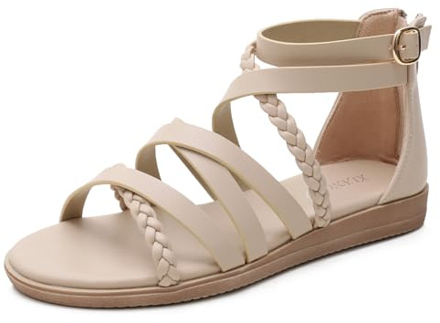 Galindopia PlaSangle En Tpy Gladiateur Sandales Pour Femme Daughter L'été Plage Chaussures Confort Cushion Padded Dressy Bout Ouvert Cage Sandales Apricot Size 37