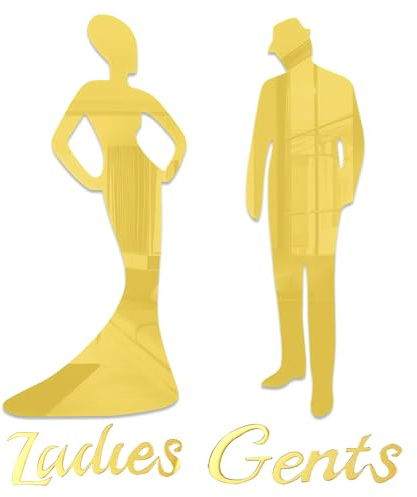 1 Pair Toilet Sign,Elegant Gold Bathroom Door Signs for Ladies and Gentlemen,Thick Acrylic Bathroom SignWall Stickers Restrooms Door Sign Plaque for Home, Hotel, Office, Store, Parking, Restaurant