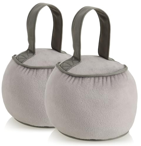 com-four® 2x Türstopper mit Griff - extra schwer - 1,8 kg Türhalter mit verstärkten Nähten - funktionelles Wohnaccessoire - runder, weicher Bremsklotz für Fenster und Türen (Rund - taupe 2x)