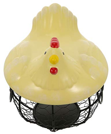 SOLUSTRE 1pc Chicken Design Egg Storage Basket Iron Holder for Home Decor Unique Kitchen Countertop Adornment Small Yellow Egg Basket for Stylish Organization