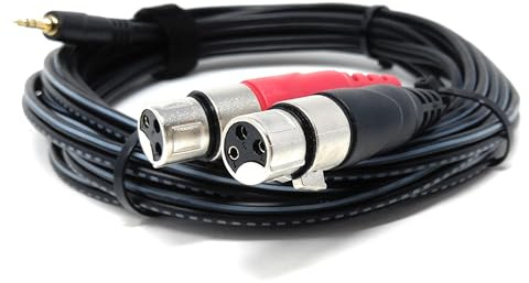 DRUT 3.5mm Stereo Jack to 2 x XLR Female Cable – Audio Splitter Lead for Microphones, Mixers, Speakers, DJ, Studio and Recording Equipment (5m)